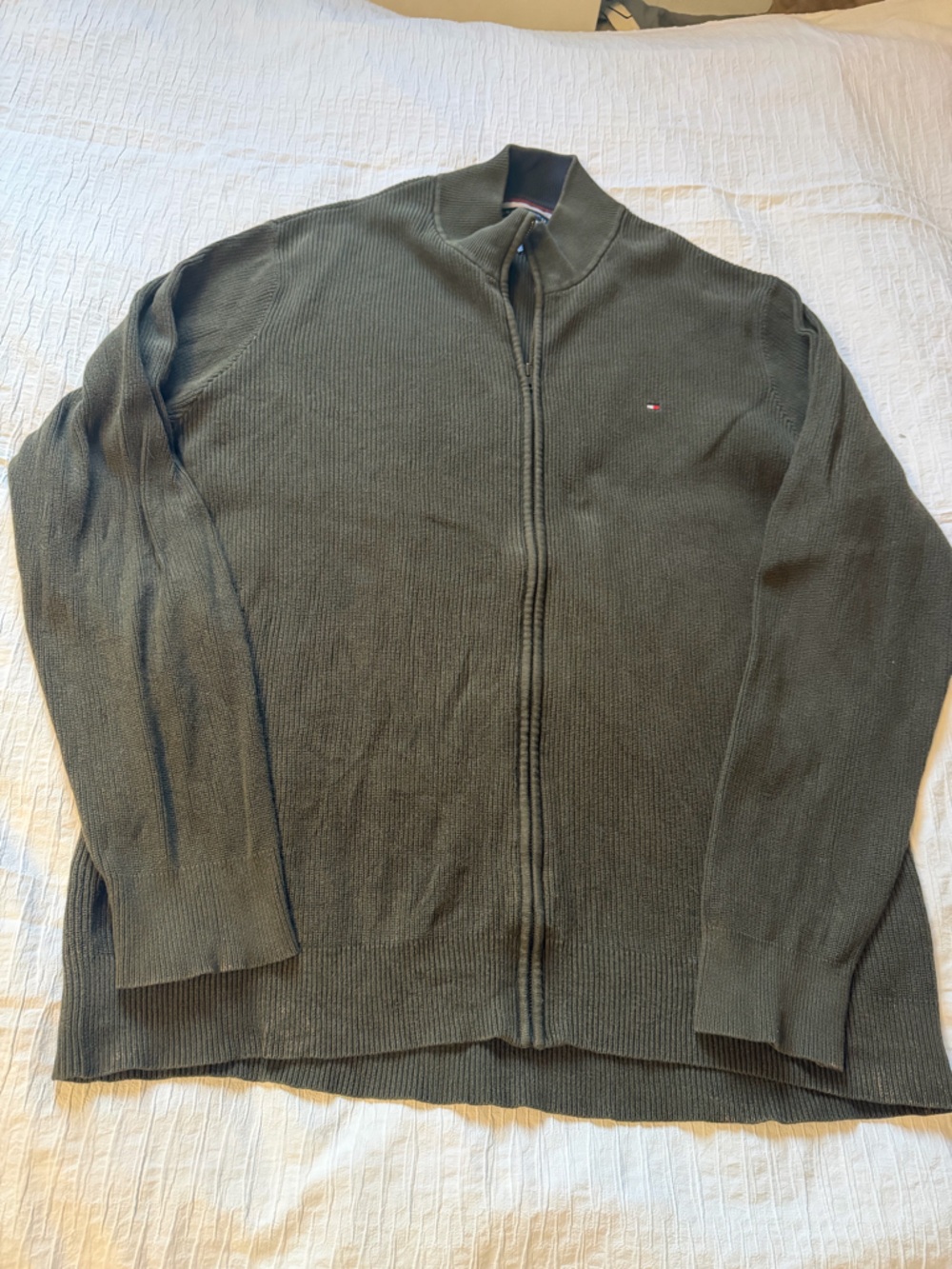 Tommy Hilfiger Men’s Olive Green Full-Zip Knit Sweater size 3XL